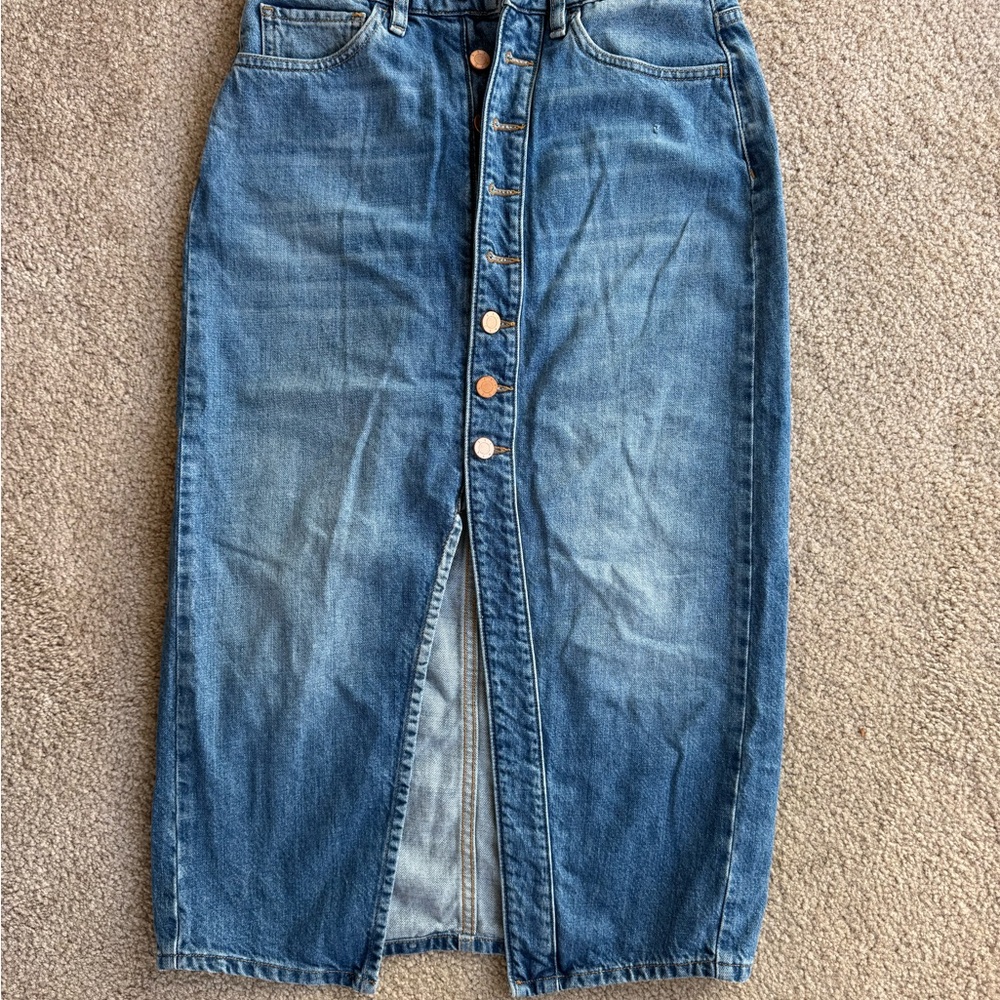 3x1 NYC Denim Button-Front Midi Skirt